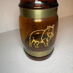 Vintage Pittsburgh Zoo Souvenir Brown Glass Barrel Mug Wood Handle