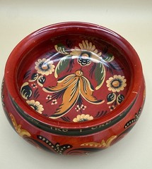 Vintage Norwegian Rosemaling Ale Bowl Ølbolle Hand-Painted Folk Art 8”