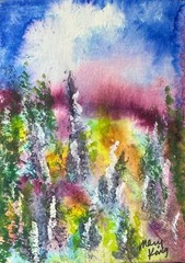 Original ACEO Watercolor Painting by Mary King – Wildflowers