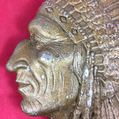 Vtg Cast Aluminum Native American Indian Chief Head Motorcycle Cigar Beer Sign