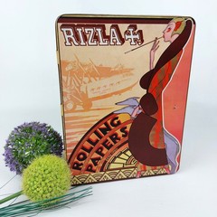Vtg Rizla Tin Box Rolling Papers Advertising – Art Deco Design Storage Container