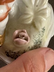 VTG PORCELAIN EDWARDIAN/VICTORIAN BOY WITH BUSHEL OF STICKS SMALL PLANTER VASE