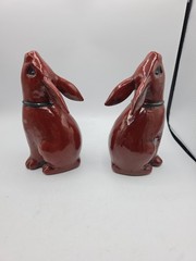 Fitz & Floyd Brown Ceramic Vernissage 8″ Rabbit Book Ends Set of 2 Japan Vintage