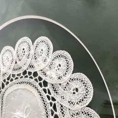 Antique Delicate Handmade White Lace “S” In A Gold Frame Ready to Hang, 10×10”
