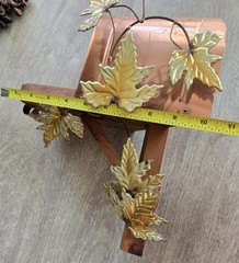 Vtg Shelf Mailbox Brass Copper Home Interior Wall Decor Vines Leaves 1970s