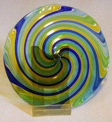 Murano Italian Art Glass Disc Hand Blown Swirls Retro Look