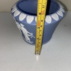 Jasperware Pitcher Jug Neoclassical & Vase Pot Bowl Wedgewood Blue 2pc
