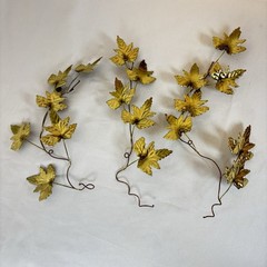 Set of 3 Vintage MCM Brass Metal Leaves Wall Accent Decorations