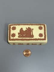Vtg Wedgwood Collector Society Jasperware Yellow Primrose Trinket Box Terracotta