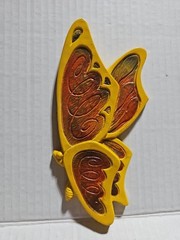 Vintage 1973 Universal Statuary Butterfly Yellow Orange Retro Plastic Wall Decor