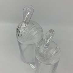 Vintage Double Swan Clear Plastic Bath Canisters Cotton Balls and Swabs Holder