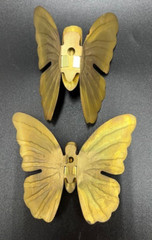 Vintage Home Interiors MCM Metal Butterfly Wall Hangings Gold Brass Set of 2