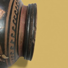 Ancient Greek Apulian Red-Figure Ceramic Olpe Wine Jug, 4th Century B.C.