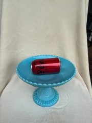 Opaline Blue Milk Glass Portieux Vallerysthal PV Griffin Phoenix Dragon Compote