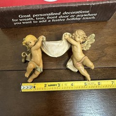 Vintage 1980’s Fontanini Italy Cherubs w/ Banner in Original Packaging Lot of 2