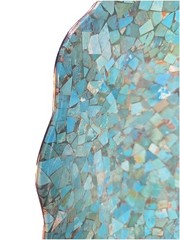 Jay King Turquoise Inlay Scalloped Edge Mosaic Bowl 12x7x3 Stainless Steel COA