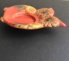 Owl with sunflowers, Jewelry Ring Holder, Ceramic, Hand painted Great Condition