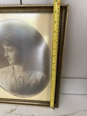Antique Sepia Portrait Young Woman 1910-1920s Edwardian Framed Photo Oval 40×30