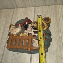 Vtg 1997 Barnyard Animal Wall Hanging Farmhouse Wall Decor Plaque Sunflowers