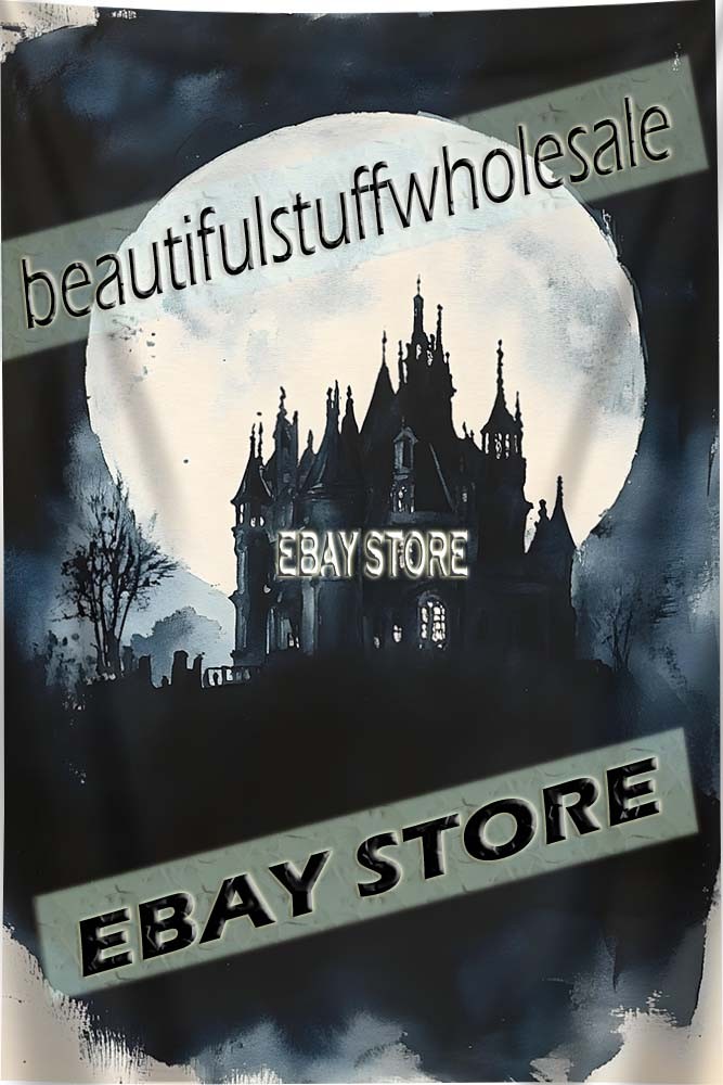 Dark Fantasy Skyline Tapestry moon castle night gothic 39X59 in