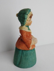 Vtg. Hand Painted Porcelain Bell Figurine 1980 Enesco Lady Dressed Old Fashion