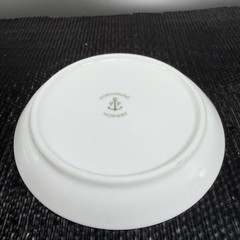 Porsgrund Norway Fine Porcelain 3inch Round Trinket Dish Plate Gold Accents VTG