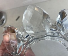 Shannon Ireland Crystal Prism Leaves Bowl 7 x 2 1/2″ REPAIRED