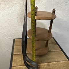 VTG 3 Tier Mini Wood Shelf Round Spindle Pedestal Table Display Rack Stand 9″