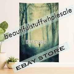 Ghostly Forest Walk Tapestry forest fog gothic lonely 39X59 in