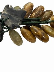 Green Brown Jade Grape Cluster Jade Stone Leaves MCM Decor Mid Century Art Deco