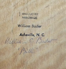 Wooden Marquetry By William BADER, Asheville, NC, signed
