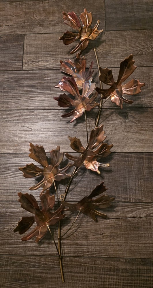 2 to 1 Convertible Vtg MCM Maple Leaf Wall Art Sculpture Metal Copper