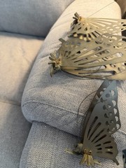 Vintage Brass Set of 3 Butterflies Wall Or Sitting Decor Metal Art