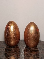Vintage Made In Greece Gold Gilt w/ Religious Figures Decorative Wood Eggs