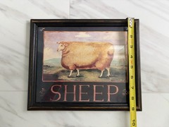 VTG Carousel Unlimited Sheep Framed Wall Art Farmhouse Country Decor Made in USA