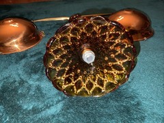 VINTAGE AMBER GLASS COPPER & BRASS ” SCALES OF JUSTICE” MID CENTURY RETRO