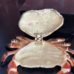 Unusual Realistic Large Heavy Cast Iron Crab Trinket Box 8.5” Long