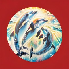 Dolphin Art Print Ocean Scene Ceramic Tea Coaster