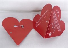 Hallmark Valentine’s Day Ceramic Lapel Pin Heart Tulips Flowers Bouquet 1990s