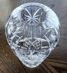 GORGEOUS VINTAGE 1950’s VAL St. LAMBERT CLEAR CUT HOBSTAR HEAVY CRYSTAL VASE