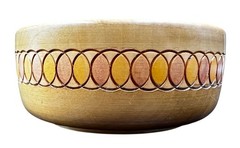 VTG Swiss Wood Bowl Hans Huggler-Wyss Brienz Switzerland Carved Folk Art Inlay
