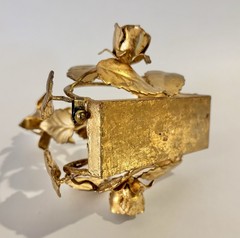 Hollywood Regency Tole Gilt Florentine Gold Roses Thingmajig Coso Made in Italy