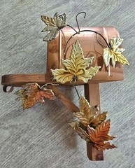 Vtg Shelf Mailbox Brass Copper Home Interior Wall Decor Vines Leaves 1970s