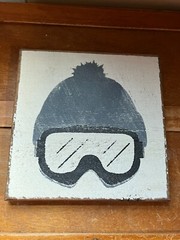 Seven Anchor Designs Made in USA Thick White Painted w Gray Ski Hat & Black Mask