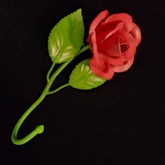 VTG Toleware Metal Pink Matte Rose Wall Hook Made in Italy 5.5″ Length