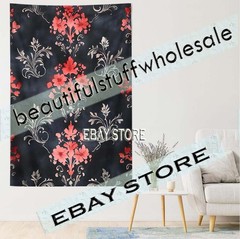 Gothic Wall Tapestry Victorian Red Pattern baroque textile aesthetic 59X82 in