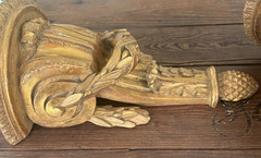 Pair Vintage Italian Borghese Wall Shelves Gold Gilt Florentine Neoclassical 17”