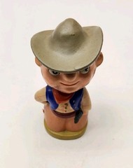 Vintage Bobblehead Cowboy Pincushion W/ Built-in Tape Measure Japan