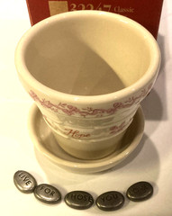 Longaberger 2000 Award Horizon Of Hope Flower Pot w/Stones-NIB!!!