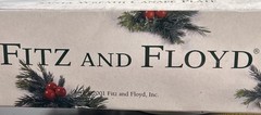 Fitz & Floyd SANTA WREATH Ho Ho Ho Canape Ceramic Serving Plate New In box Vtg